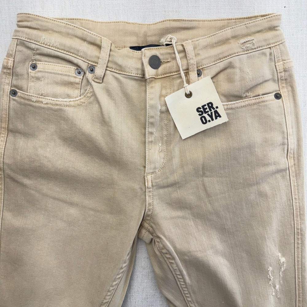 Ser.o.ya Diego Skinny Jeans Sand Dune Distressed Frayed Hem 1487-24 Size 28 - Picture 3 of 16
